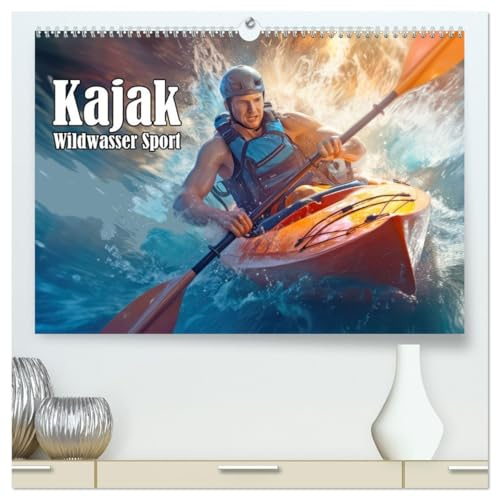 Kayak Wildwasser Sport (hochwertiger Premium Wandkalender 2026 DIN A2 quer), Kunstdruck in Hochglanz: Mit dem Kajak in den Stromschnellen (CALVENDO Sport)
