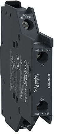 Schneider Electric, Auxiliary contact block, TeSys D, 2NO, side mounting, screw clamp terminals, LAD8N20