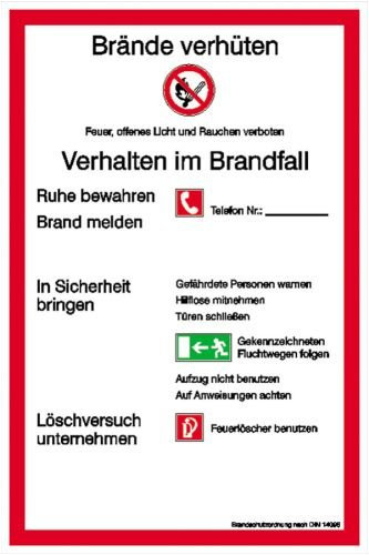 Unbekannt 1010. Aushang Brandschutzordnung Teil A gem. DIN 14096-1 Kunststoff [Hart-PVC], witterungsbeständig Größe 20,00 cm x 30,00 cm