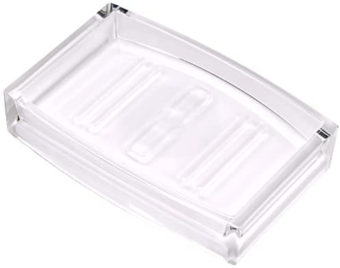 Axentia 282321 Badserie Priamos Seifenschale Acryl, weiß, ca. 12,5 x 8,5 x 2,5 cm