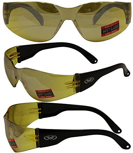 Global Vision Eyewear Rider Anti-Fog Safety Glasses, Yellow Tint Lens