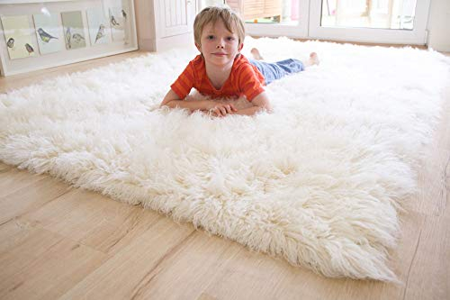 Steffensmeier Flokati 1500 Teppich Natur Kult Shaggy Teppich Hochflor Langflor neu Neuseeland 100% Schurwolle, Größe: 55x110 cm