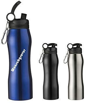 Schmalz Edelstahl Trinkflasche mit Gravur Isolierflasche Wandern Camping Outdoor graviert (silber)