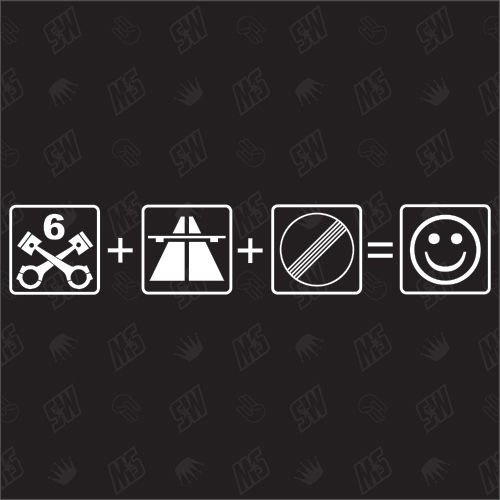 speedwerk-motorwear 6 Zylinder + Autobahn = Smiley - Aufkleber, Autoaufkleber, Sticker, Scheibenaufleber, Silhouette, Tuning, Design, Car, Umrandung, Styling, Zubehör, KFZ