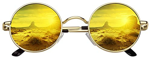 CGID Retro Round Sunglasses Mens Womens Vintage Style Metal Circle Polarised Sunglasses