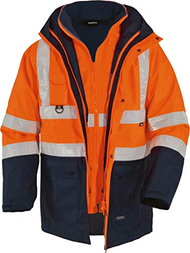Vizwell Parka 5 in 1, Warnschutz, Leuchtorange/Marine (4XL)