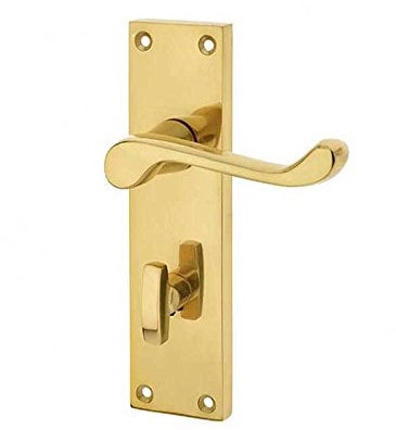 Victorian Scroll Bathroom Door Handles 150 x 40mm Polished Brass