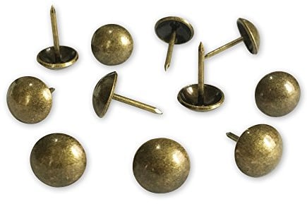 Confezione da 500 puntine decorative in ottone placcato oro anticato, per divano, tappezzeria, mobili in legno, chiodi per pollice, per la casa, fai da te, tappezzeria, testa (ottone (oro vecchio)