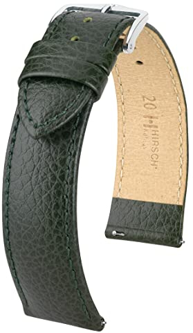 Hirsch Uhrenarmband, Kansas, Leder, grün 18 mm