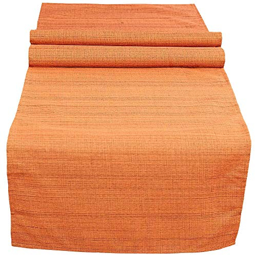 Outdoor Tischläufer recht-eckig 140x40 cm in orange meliert - Modernes Tisch-Tuch als wetterfeste Garten-Tischdecke - Abwaschbare Außenbereich Abdeckung als große Garten-Tische Camping Tisch-Deko