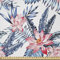ABAKUHAUS Tropisch Stoff als Meterware, Bananen-Palm-Lilien, Microfaser Multi Zweck Dekostoff für Kunsthandwerke, 3M (230x300cm), Orange Korallenrot und Blau
