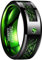 NUNCAD Unisex Damen Herren Ring aus Wolfram mit Zirkonia und Kohlefasern Schwarz + Grün 8mm für Lifestyle Fashion Verlobung Hobby Größe 56 (17.8)