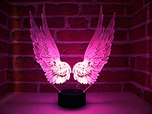 Jinson well 3D Engel Flügel Lampe optische Illusion Nachtlicht, 7 Farbwechsel Touch Switch Tisch Schreibtisch Dekoration Lampen mit Acryl USB Spielzeug