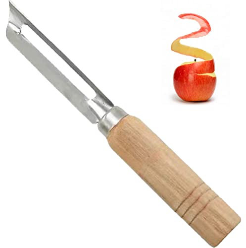 1PC Edelstahl-Messer, Gemüse, Obst Apfelschneider mit Holzgriff Kartoffelschäler Parer Werkzeug