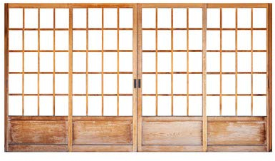 Acryl-Bild 50 x 30 cm: Shoji, traditionelle japanische Tür, Fenster oder Raumteiler, bestehend aus lokalisiert auf weißem Hintergrund(123469874)