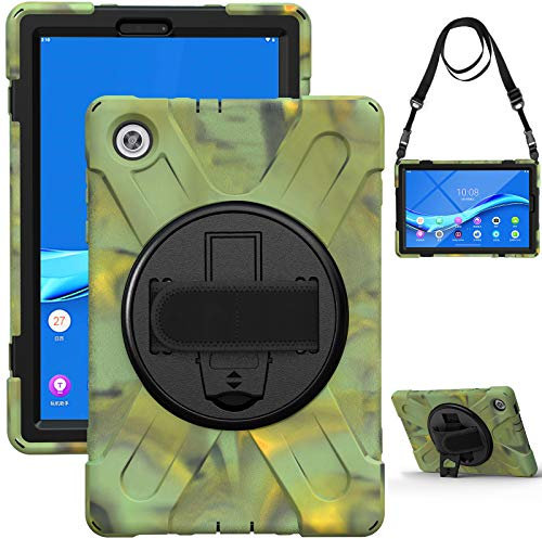 JCTek Funda protectora para tablet Lenovo Tab M10 HD (2ª generación) de 10.1 TB-X306F / TB-X306X 2020, funda híbrida Armor resistente, correa de mano y correa de hombro (camuflaje)