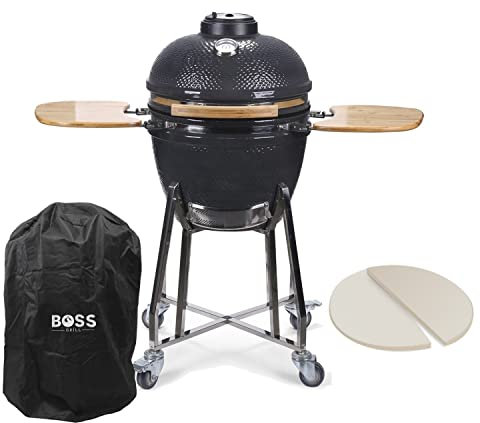Boss Grill The Egg - 18 Inch Ceramic Kamado Charcoal Egg BBQ with Cover - Grey