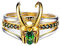 Kylewo Loki Ring Set, 3 in 1 Film Helm Ringe Grün Kristall Metalllegierung Stapelringe Frauen Männer Fans Schmuck Geschenk Ring