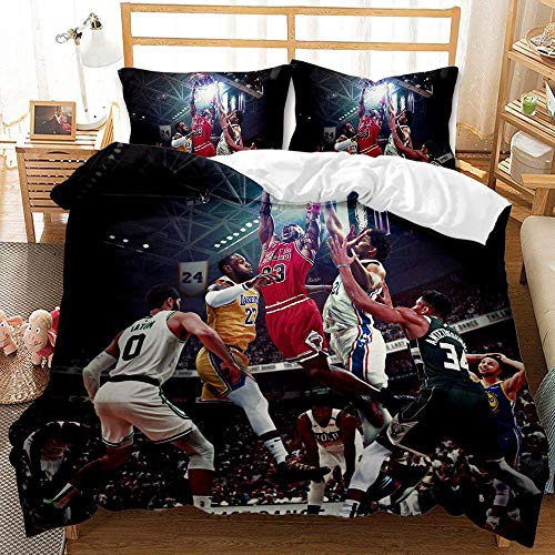 PALZLH Bettwäsche Set 135x200 cm Basketball Spiel Bettbezug Kuschelig Polyester Baumwolle mit unsichtbar Reißverschluss Und Kissenbezug