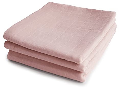 mushie Musselin-Baby-Tücher, 100% Bio-Baumwolle, 59,7 x 59,7 cm, Rouge, 3er-Pack