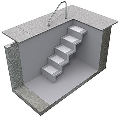REKU Treppe Eleganz 60 Kurz 5-stufig für Universal-Einbau aus Polyester, Farbe:weiß