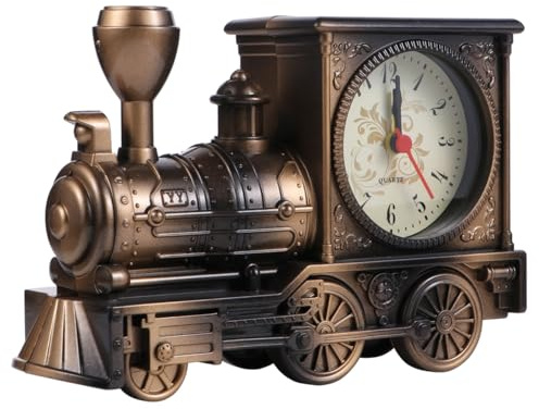 Beavorty Train Alarm Clock Luxury Retro Style Alarm Clock Novelty Unique Table Desk Clock Silent Alarm Clocks Bedside