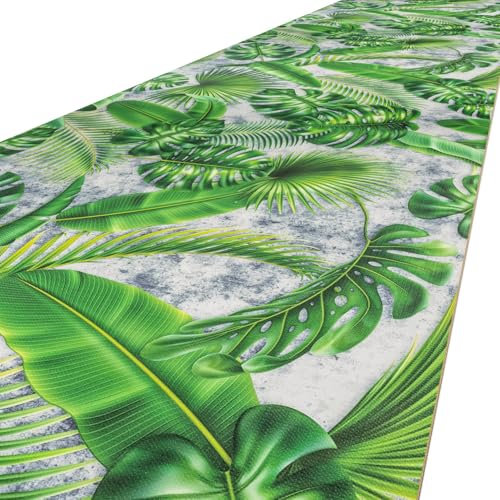 ANRO Alfombra de cocina antideslizante para cocina, PVC, fácil de cuidar, lavable, hojas de palma, verde, 140 x 52 cm