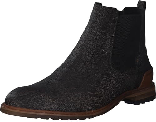 Floris van Bommel Crepi Chelsea Boots Leder-/Textilkombination gemustert chelsea braun