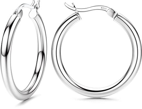 Chriscoco Silber 925 Creolen für Damen - Hypoallergene Leichte Ohrringe für Mädchen 13/15/20/25/30/40/50mm