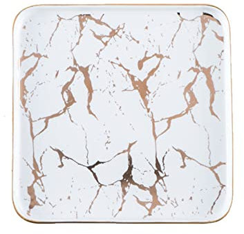 Teller Quadratischer Geschirr-Marmor-Western-Speiseteller (Color : 1 UK, Size : 22.5cm)