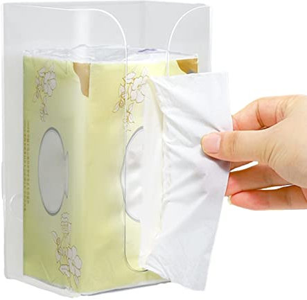 Amesor Supporto da parete per scatola di tessuto | Supporto rettangolare da parete senza chiodi | Porta tovaglioli da parete facile da riporre e distribuire asciugamani di carta per tavolino