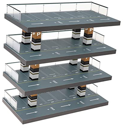Baoblaze 1:64 Acryl Parkplatz Autogarage Schaufenster Diecast Auto Vitrine Modell mit Parkplatz Szene Fahrzeuggarage Acryl Vitrine Garage Vitrine für Legierung Auto Geschenke Sportwagen,Vierte Etage