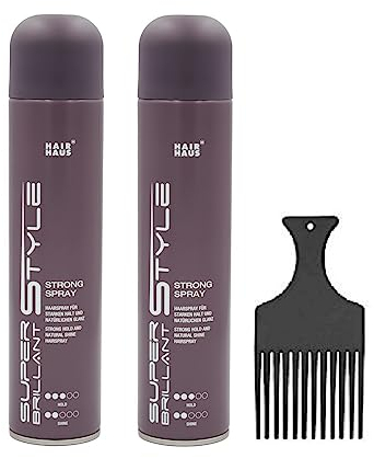 HAIR HAUS Super Brilliant Style Haarspray strong 500ml 2er Pack mit Fingerstyler