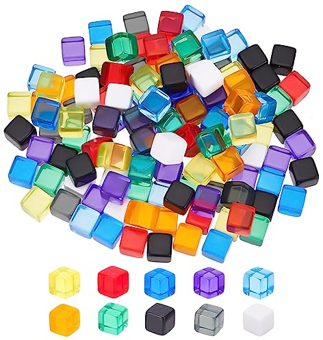 BENECREAT 140 Stück 10 Farben 7.5mm Leere Würfel Aus Acryl, Lochperlen Mit Aufbewahrungsbox Für Herstellung von Würfeln, Partybevorzugung, Lehren