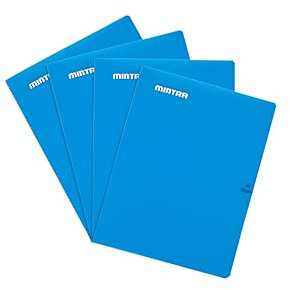 MINTRA lot de 4 Cahiers 90gm agrafés en Couverture Polypro 24x32 cm Grands Carreaux SEYES (48 pages, Bleu)