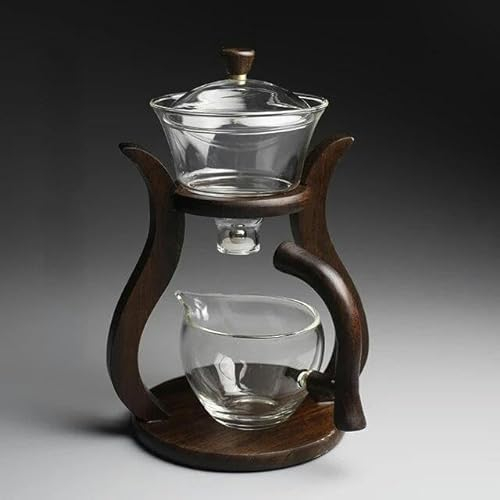 QIUMING Théière en Verre Transparent, Service à thé Paresseux Domestique, Service à thé Semi-Automatique à Haute teneur en Borosilicate