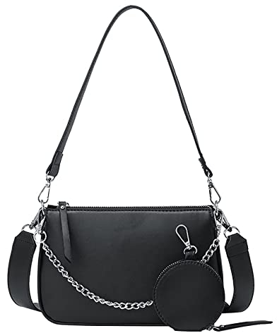 Crossbody-Geldbörsen für Frauen, lässige Crossbody-Tasche, verstellbarer Riemen, Umhängetasche, Messenger-Geldbörse Diebstahl Taschen Herren (Black, One Size)
