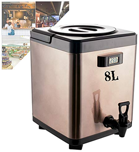 ANSNOW Drink Dispenser, Commercial Coffee Urn 40 Cup, Stainless Steel Beverage Dispenser, Hot and Cold Milk Tea Pot with Temperature Display for Cafetera Party Office/Rose Gold