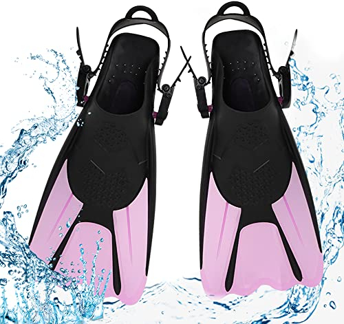 mizikuu Aletas de buceo ajustables, aletas cortas con bolsillo para colgar, aletas de buceo para niños, tallas 39 – 43, aletas de viaje ligeras para adultos, aletas de viaje ligeras para nadar,
