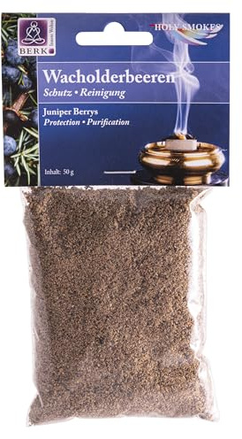 Wacholderbeeren 50g - Berk Räucherwerk Duftende Hölzer, Kräuter, Blüten zum Räuchern auf Sieb und Holzkohle Naturreine Räucherstoffe für Entspannung, Reinigung