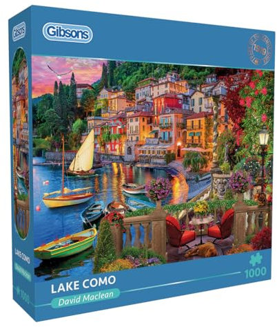 Gibsons Games Lake Como 1000 Piece Jigsaw Puzzle - Italy Themed, Sustainable, Premium 100% Recycled Board - Great Gift for Adults