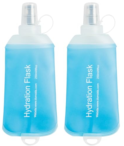 GYGYL Lot de 2 Gourdes Souples de 250 ml, en TPU, pour la Course à Pied, la Randonnée, le Cyclisme, l'Escalade, Bleu