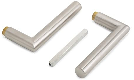 Emuca - Maniglie per serrature di porte da interno in vetro, Modello L-R, acciaio inox