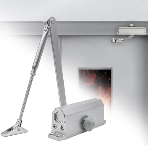Türschließer,Türschließer Zimmertür,Automatischer Türschließer,Feder Türschließer mit Feststellfunktion, Puffer Geschlossen,0-90°verstellbar, mit Halterung, Zuhause 25-65 kg für Innentür & Außentür