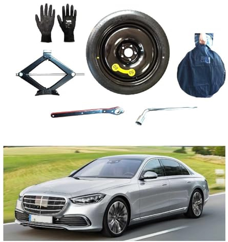 20 Notrad kompatibel mit Mercedes S-Klasse (2013-2020) mit Wagenheber, Schlüssel, Handschuhe und Tasche