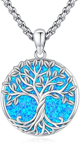 Eusense Baum des Lebens Anhänger Halskette 925 Sterling Silber Baum des Lebens Halskette Kette Schmuck Geschenk für Frauen Mädchen