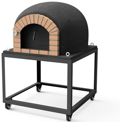 MOVELAR - Horno de Leña Exterior de Obra STROMBOLI (Negro - 100 x 100 x 157 cm) - Horno de leña aislado con corcho, 3 mantas cerámicas, ideal para cocinar en jardín o terraza - REF: M00110