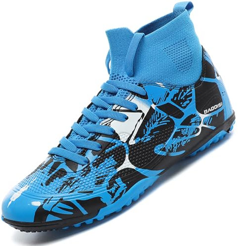 VTASQ Boys Football Boots Shoes Kids Astro Turf Trainers Kids Non-Slip Teenager Outdoor Football Shoes Girls Breathable Sneakers Unisex Blue/2 1UK