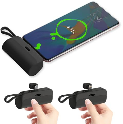 MOGGAM Bateria Externa iPhone Portátil - Compatible con 16/16Pro/15/15Pro/14/14Pro/13/12 y Más - Bateria Portatil iPhone 2 en 1 de 5000mAh - Cargador Portatil iPhone y Smartphone - Power Bank