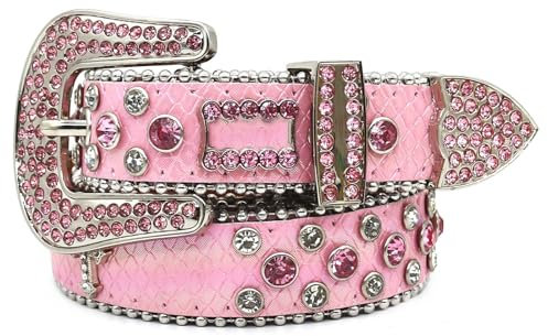 JIARY Rosa,90CM/35.4'',Cinta Sottile con Strass Gioiello con Fibbia Casual Elegante Donna, Cintura Strass Donna,Cintura da Donna con Strass di Cristallo,Cintura da Donna con Glitter
